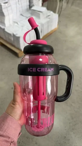 Ice Cream Pastel Shake Cup with Straw & Handle โ 700ml