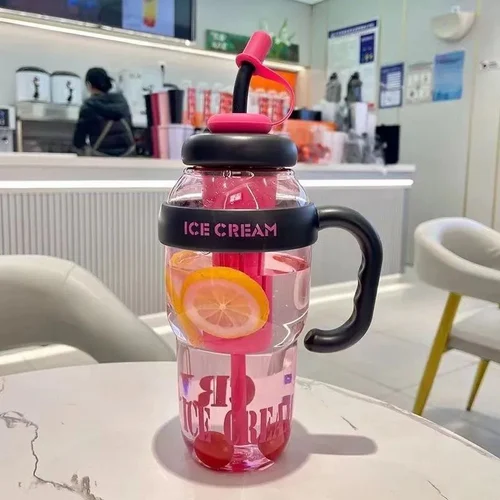 Ice Cream Pastel Shake Cup with Straw & Handle – 700ml
